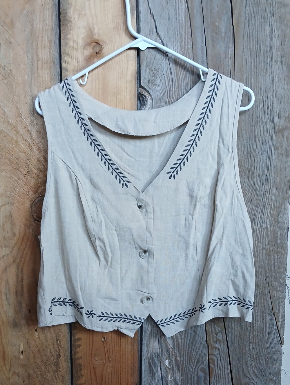 Tan Button Up Cropped Vest 1X Shein
